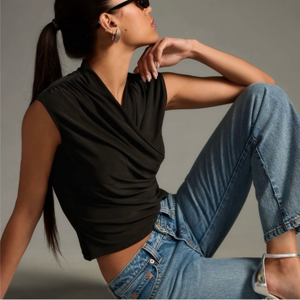 Anthropologie Black Sleeveless Top